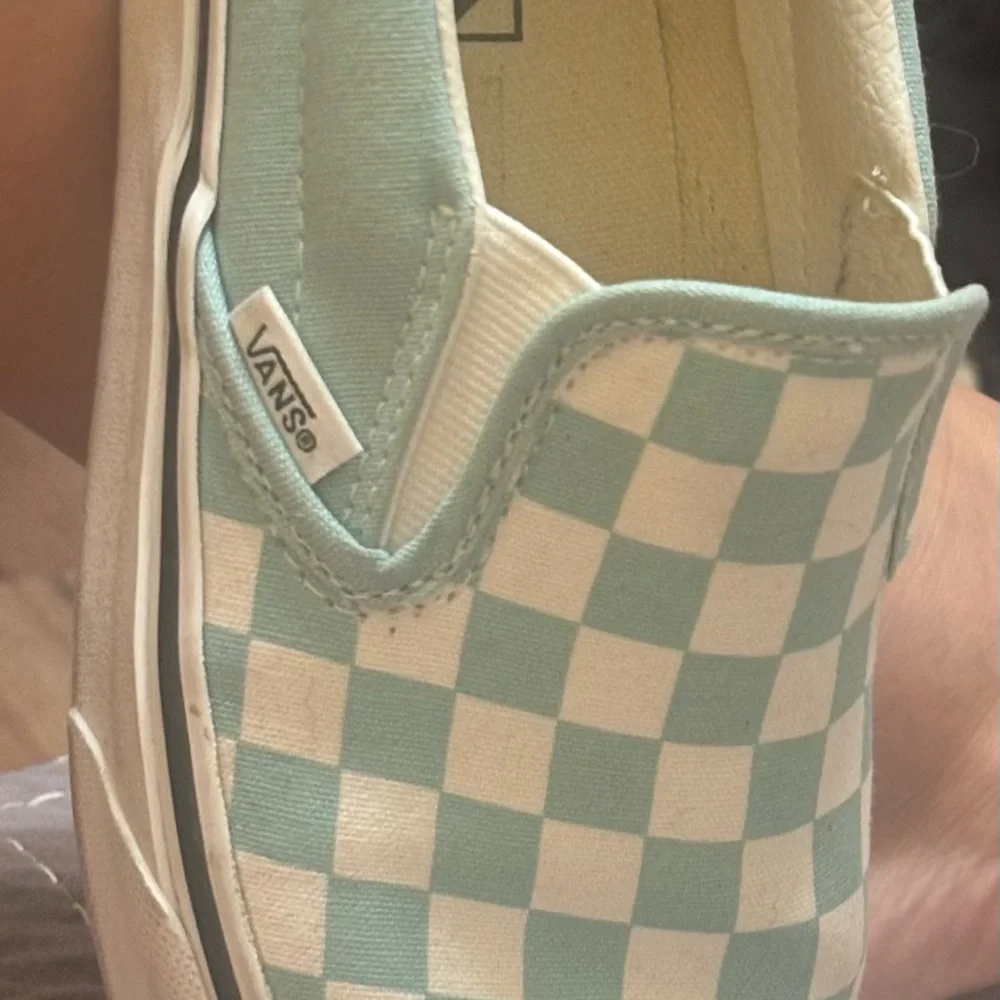 Vans Aqua Checkered Slip-On Shoes - Size 8 Women's - Picture 3 of 15